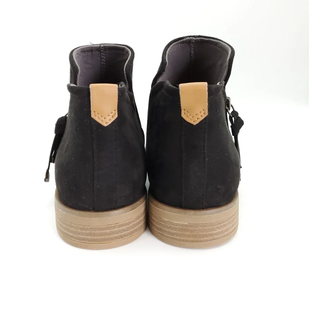 Dr. Scholls Astir SIZE 11 Women's Suede Side Zip Ankle Boots Booties Black